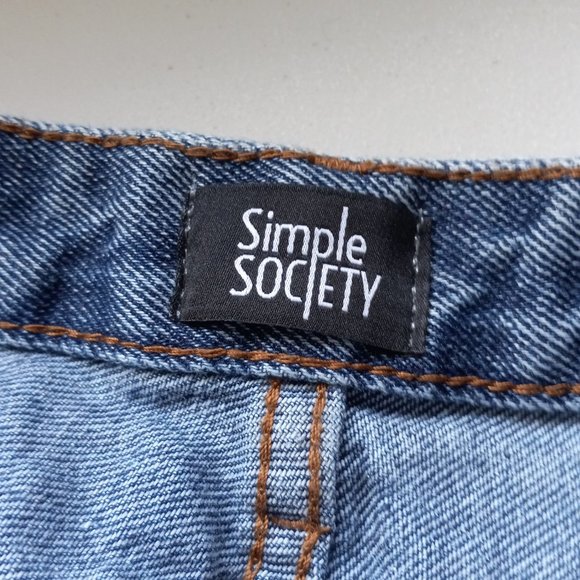 NWT SIMPLE SOCIETY Patchwork Boho Vintage Inspired High-Rise Baggy Jeans Sz 7/28 - Picture 7 of 8